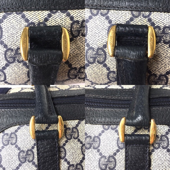 Authentic Gucci navy & grey Boston satchel bag - Picture 11 of 16